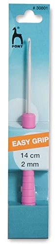 Pony Easy Grip Crochet Hook, Aluminium, Multi-Colour, 2mm