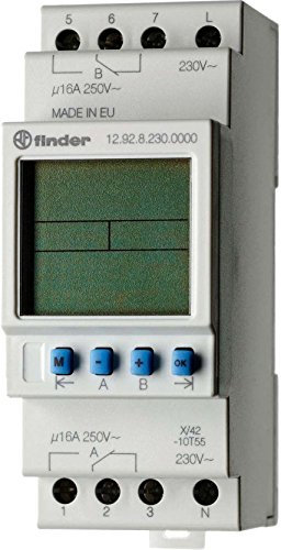 Finder 129282300000PAS - Interruttore orario Astro 7JR digitale con 2 invertitori 16 A 230 V/riserva