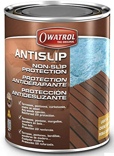 Owatrol Antislip Imprägnierung Holzöl Anti-Rutsch Öl Holzschutz Antigliss (1 Liter, Teak)