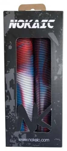 NOKAIC Pareja de Puños Especiales para Scooter Freestyle (Blanco-Rojo-Sky)