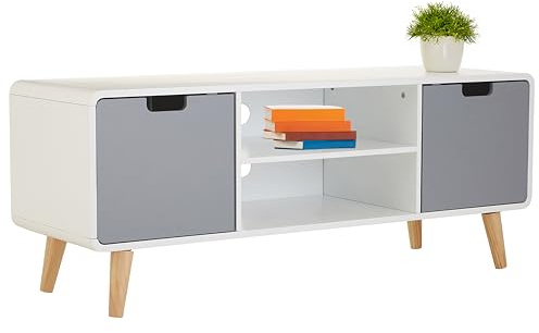 Premier Housewares TV Unit, White/Grey, 48 x 120 x 40 cm