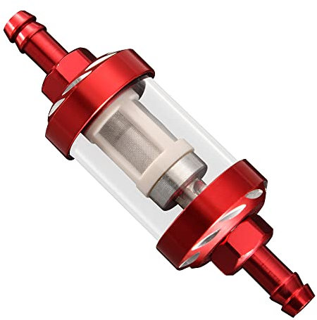 GOOFIT Red gastankfilter4 Farbe Inline-Kraftstoff-Gas-Filter Gas-Kraftstoff-Filter Universal Metal Gold CNC-Ersatz für Motorrad Scooter Dirtbike