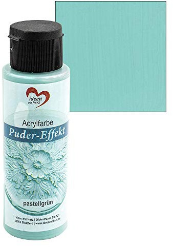 Ideen mit Herz - Peinture acrylique à effet poudré - 70 ml - Aspect vieilli - Haute couverture, hautement pigmentée, à base d'eau (vert pastel)
