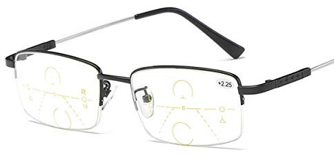 Progressive Multifocus Computer Reading Glasses Blue Light Blocking Titanium Alloy Bendable Multifocal Readers Multi Focus No Line Eyeglasses Eyewear Anti Glare Eye Strain Ultralight for Men and Women
