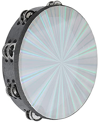 Radiant Tamburin 25,4 cm Handglocke Handtrommel mit zweireihigen Schellen, reflektierendes Schlagzeug, Musikinstrument für Kirche, Erwachsene, KTV-Party (25,4 cm)