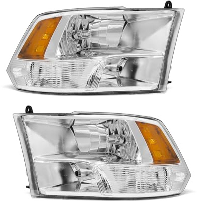 ADCARLIGHTS 2009–2018 Dodge Ram Scheinwerfer-Baugruppe Scheinwerfer für 2009–2018 Dodge Ram 1500 2500 3500 Pickup-Scheinwerfer-Ersatz links und rechts – Chromgehäuse