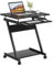 Dripex Mobile Computer Desk Z-Shaped with Sliding Keyboard Wood PC Table Laptop Desk Furniture Study Workstation for Home Office, Black, 60 x 48 x 73 cm