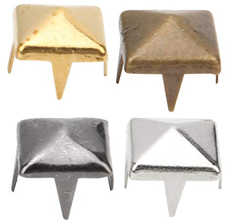 400 Sätze Vier Backen Vierkant Spike Nieten, DIY Leder Spike Nieten Quadratische Spike Nieten Tasche Nieten Lederbekleidung Schuhe Nieten(6mm braun)