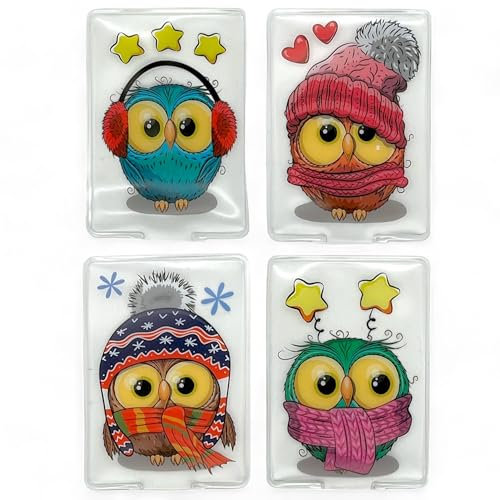 Handwärmer Taschenwärmer Sets Fingerwärmer, gegen kalte Hände im Winter (4er Set Süße Eulen)