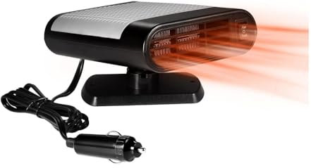 FAVOMOTO 12V 360 degree Portable Car Heater and Defroster - 2-in-1 Electric Demister, Windscreen Dehumidifier, Air Purification, Heating and Cooling Modes - Cigarette Lighter Plug