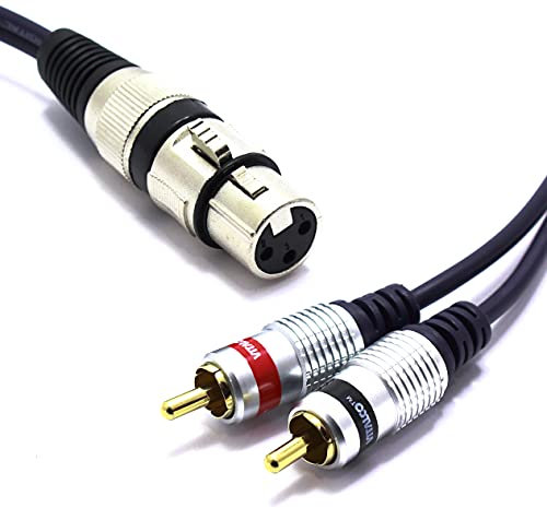 VITALCO XLR Hembra a 2x RCA 1,5m Cable Audio Adaptador XLR de 3 Pines a Doblo RCA conectores estéreo Divisor de Audio 3-pin Cable de Micrófono