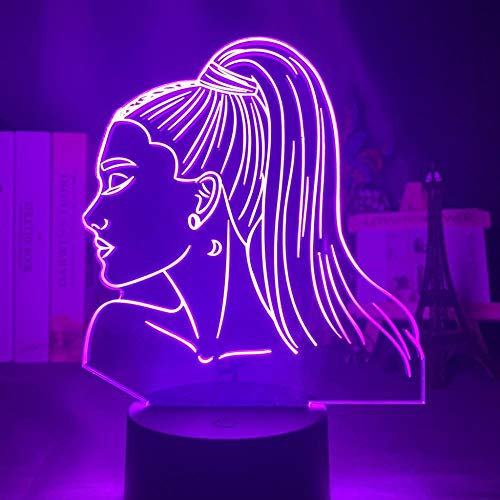 3d Nachtlicht Sänger Ariana Grande für Fans Schlafzimmer Dekoration Atmosphäre Licht Touch Sensor LED Farbe Ändern Schreibtischlampe-7 Farben Keine Fernbedienung
