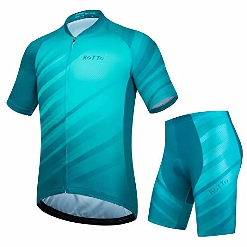 ROTTO Radtrikot Herren Set Kurzarm Fahrradtrikot und 3D Gepolsterte Radhose Rennserie