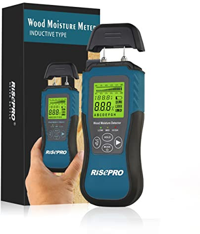RISEPRO Misuratore di umidità digitale per legno a due pin, ispezione del rilevatore di umidità per materiale da costruzione Carta da parati in legno da ardere Pavimento con LCD retroilluminato