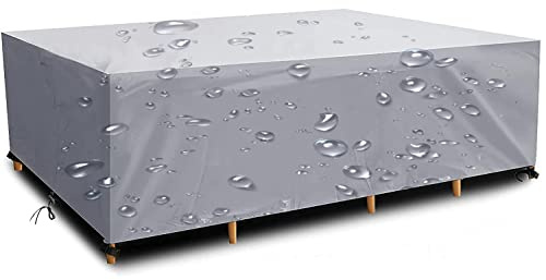 DKHLYB Abdeckung für Gartenmöbel Multi Größe Gartenmöbel Abdeckung 600D Oxford Gewebe Schutzhülle Wasserdicht Winddicht UV-Beständiges für Gartentische und Möbelsets Silber 110x110x75cm