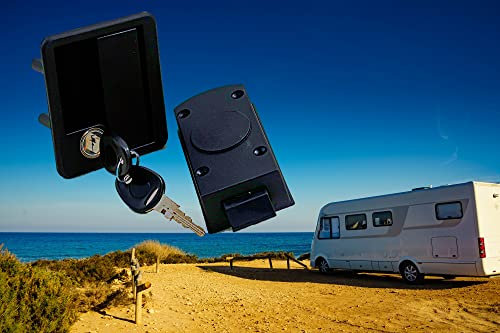 Schwarzes Wohnmobil Serviceklappen Gaskasten Staufach Türschloss mit Zylinder und Schlüssel