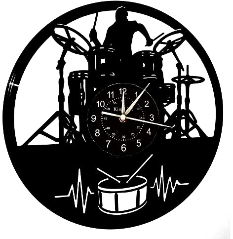 Smotly Vinyl Wanduhr, Musik Drum Stand Ausrüstung Record Wanduhr, Musikliebhaber Home Wall Decor Wanduhr Geschenk