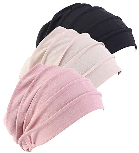 3 Stück Chemo Hat Mütze für Frauen Kopftuch,Baumwolle Slouchy Bandana Turban Chemo Krebs Cap Hijab Bonnet Kopftücher Schal Hut Kopfbedeckung Schlafmütze Muslimisches Chemotherapie-Kappe Kopftuch