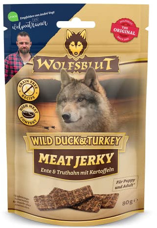 Wolfsblut - Meat Jerky Wild Duck & Turkey 6 x 80 g - Hundesnack - Hundefutter - Getreidefrei