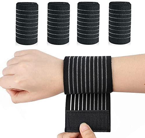 4 Stück Handgelenk-Kompressionsbandage, Tennis-Handgelenkstütze, Waden-Kompressionsbandage, verstellbare Handgelenkbandagen für Workout, Wadenschmerzlinderung (je 40 cm)