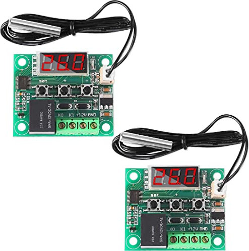 Greluma 2 Pcs Módulo regulador de Temperatura 12V, módulo de termostato Digital de Pantalla con sonda NTC a Prueba de Agua -50~110 ℃, Interruptor de módulo de Control de Temperatura electrónico