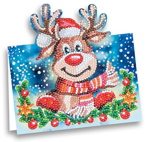 Ideen mit Herz Diamond-Painting-Aufstellkarte | 370 g/m² | 16,3 cm x 16 cm | inkl. Briefumschlag & Werkzeug (Rentier Rudolph)