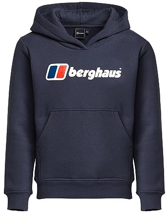 Berghaus Kids’ Logo Hoody with Kangaroo Pocket & Soft Stretchy Fabric, Midlayer Pullover Hoodie for Boys & Girls (UK, Age, 11 Years, 12 Years, Regular, Blue)