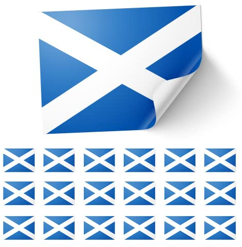 20 X Scotland Stickers – Glossy Scottish Flag Decals 8.5cm x 5.5cm – St Andrew’s Cross Saltire Stickers for Laptops, Cars, Scrapbooks, and Crafts