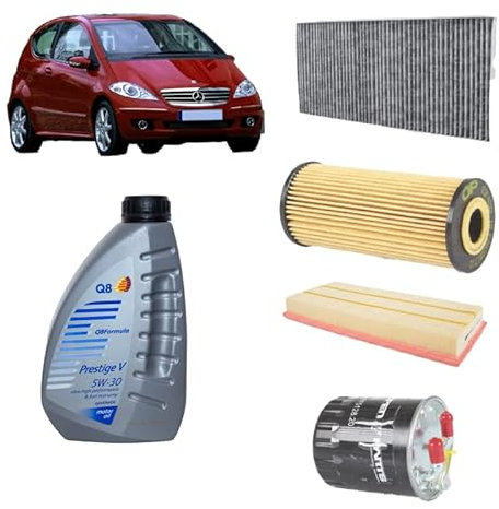 Kit tagliando + 6L olio Q8 5W30 per Mercedes Benz Classe A W169 A160CDI/A180CDI/200CDI (2004-2012)