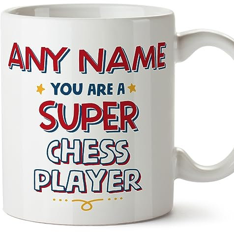 MUGFFINS Personalised Mug for Chess Player - in English - You are Super - Funny Custom Gift for Colleagues - Ceramic 11oz Mug