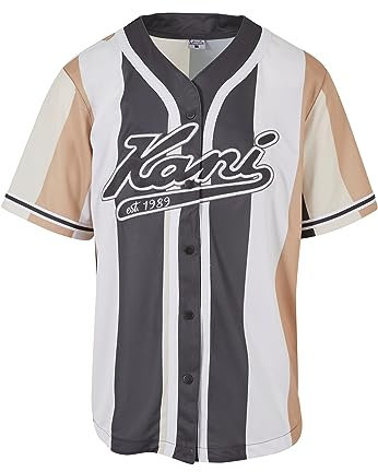 Karl Kani Herren KM231-032-3 KK Varsity Striped Baseball Shirt Sand/Off White/Anthracite L Multicolor
