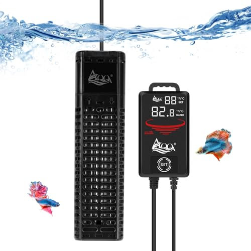 AQQA Chauffage Aquarium, 300W/500W/800W/1000W/1200W Submersible Chauffage pour Aquarium avec Affichage Numérique LED Convient aux Aquariums d'eau Douce et d'eau de Mer