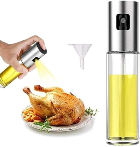 VINPAM 100ml Essig Sprayer Spender, Dressing Spray Grilling Olivenöl Glasflasche (1 PCS)