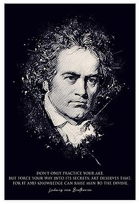 ZAPORA Ludwig Van Beethoven Motivierende Zitate, Poster, Leinwand, Poster, Schlafzimmer, Dekoration, Sport, Landschaft, Büro, Raumdekoration, Geschenk, ungerahmt, 30 x 45 cm