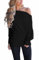 Dressmine Womens Loose Off Shoulder Pullover Sweatshirt Baggy Batwing Sleeve Shirts Tunics Tops Black Large