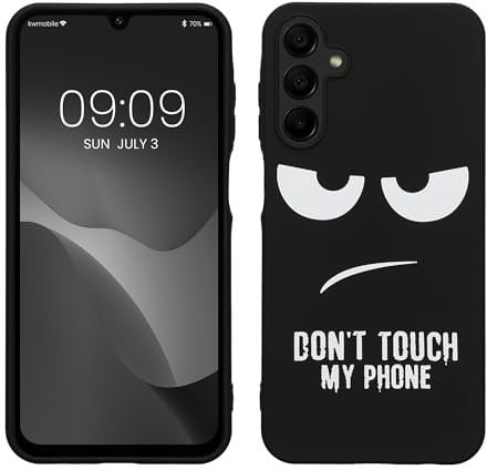 kwmobile Carcasa Compatible con Samsung Galaxy A15 5G - Funda móvil TPU - Don't Touch my Phone Blanco/Negro