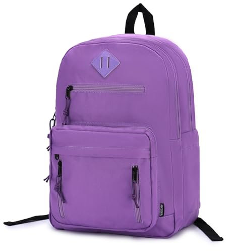 VASCHY Unisex Schulrucksack, Rucksack 15,6 Zoll Wasserdicht Schulrucksack Teenager Leichtgewicht für Jugendliche Erwachsene Reisen Universität Lila