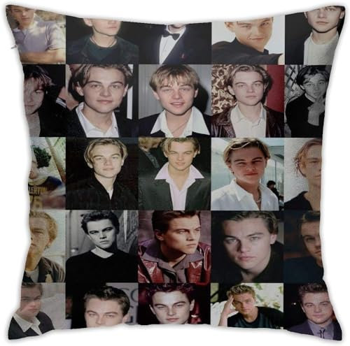 Ireser Leonardo Kissenbezug, Dicaprio, dekorativer quadratischer Kissenbezug für Sofa, Couch, Bett, Auto, 45,7 x 45,7 cm