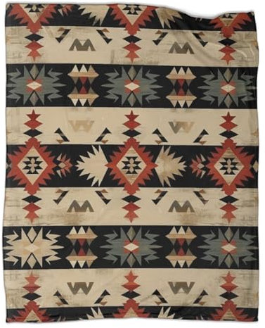 KWFYBEHZ Navajo-Muster Plaid Canape - Moderner Stil Plaid Couverture Lit Jete De Canape,Plaid 70x80inch(180x200cm) Flanelle Doux Et Chaud