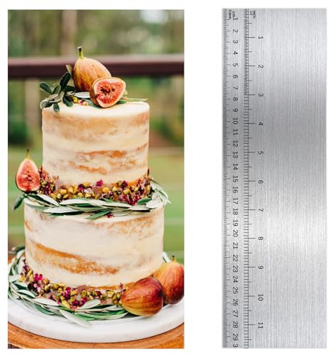 Jeffdad Raschietto per torte in acciaio inox con scala, 30 cm, spatola liscia per torte, raschietto laterale, per glassa, mousse, torte, crema al burro