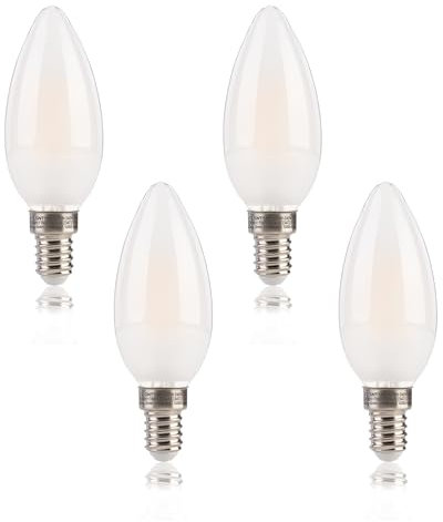 FLSNT E14 LED Warmweiss Ersetzt 60W, 6,5W C35 Glühbirne E14 LED Dimmbar, B11 LED E14 Kerzenform 806 Lumen, 2700K Warmweiß, 4 Stück