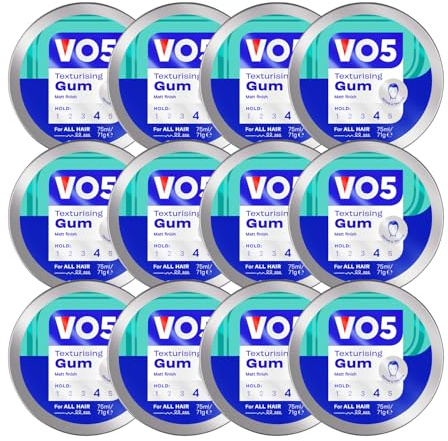 VO5 Texturising Gum with Extra Firm Hold for Natural & Stylish Look for Men Offers an All-day Hold and Ideal for Extreme Styling, Smoothing, Separating, and Texturizing, 75ml (Buy 12)