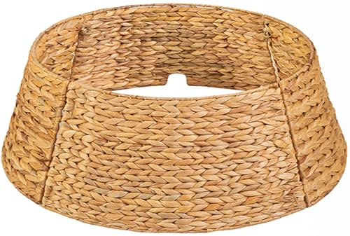 KOLWOVEN 106,7 cm Weihnachtsbaum Kragen L Wasserhyazinthe Natur Einfarbig Klettverschluss Weihnachtsbaumschmuck Weihnachtsbaum-Schürze für Dekoration Basis Schutz vor Haustieren (Wasserhyazinthe)