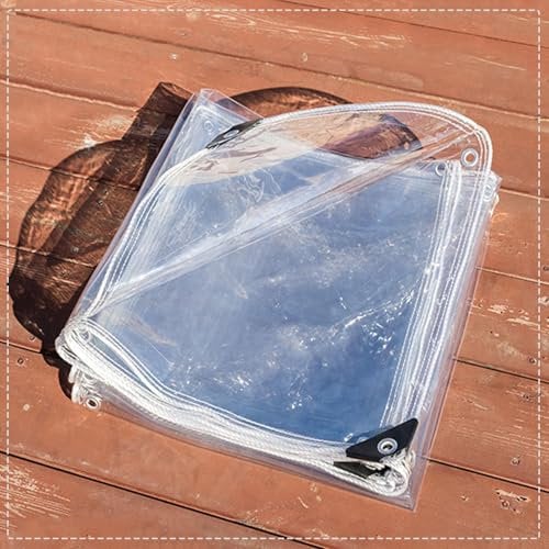KOOEIN Schwere wasserdichte Transparente PVC Abdeckplane,Durchsichtige Vinyl-Plane,Mit ösen,0,3mm Kunststoff-Schutzplanen,wasserdichte Abdeckung,Seitenwand Planenplatte Für Pergola,WxH-1x2m/3.3x6.6ft