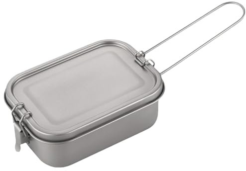 Nuyhgtr , caja de alimentos de titanio de metal, contenedores de alimentos, lonchera escolar, caja de alimentos con tapa hermética, caja de metal con mango plegable para calentar en el