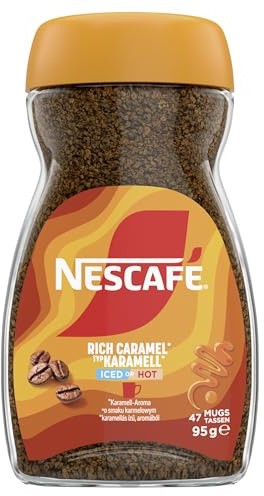 NESCAFÉ TypKaramell löslicher Bohnenkaffee, 1er Pack (1 x 95g) | Instantkaffee, aromatisierter Instantkaffee, koffeinhaltig