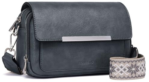 Roulens Damen Handy Umhängetasche, Vegan Leder Crossbody Bag Schultertasche mit Verstellbar Abnehmbar Breiter Gurt