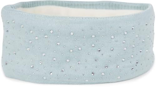 styleBREAKER Damen Stirnband mit Strasssteinen und weichem Fleece-Innenfutter, Feinstrick Haarband, warmes Headband 04026003, Farbe:Eisblau