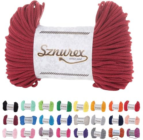 Makramee Garn 5mm x 100m Baumwollschnur Garn für Makramee-Schnur über 50 Farben Oeko-TEX Zertifiziert Baumwollkordel, Baumwollgarn mit Polyesterkern für DIY (Himbeere, 5mm/100 Meter)