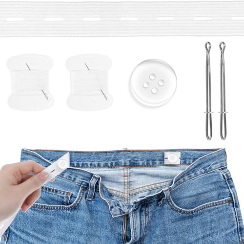 12 Stück Hosen Enger Machen Hosenversteller Verstellbare Elastischer Hosenbund Machen Clip Gummiband Nähen für Damen Herren Kinder Hosenknöpfe zum Enger